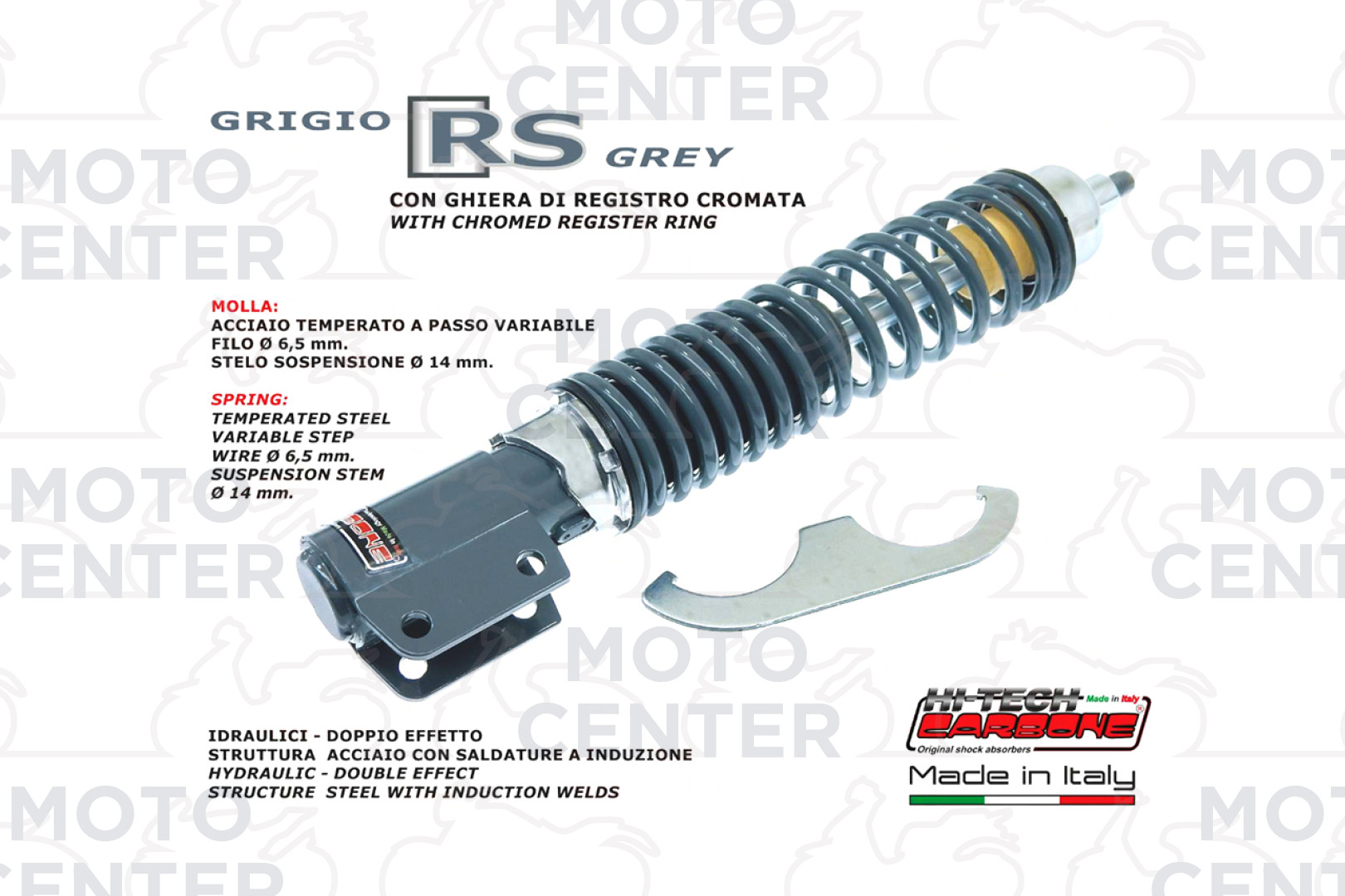 AMMORTIZZATORE ANTERIORE REGOLABILE CARBONE ROSSO VESPA 125 150 200 PX T5