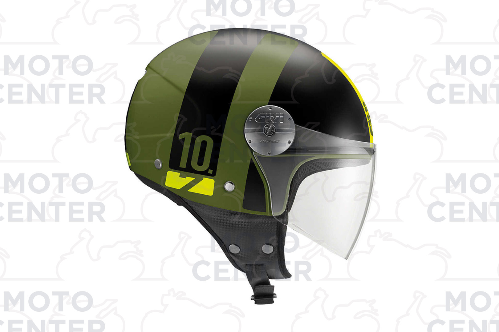 CASCO GIVI 10.7 MINI JET COLORE NERO VERDE OPACO TAGLIA S (56 Cm.) |  Motocenter.it | Ricambi Vespa e Moto
