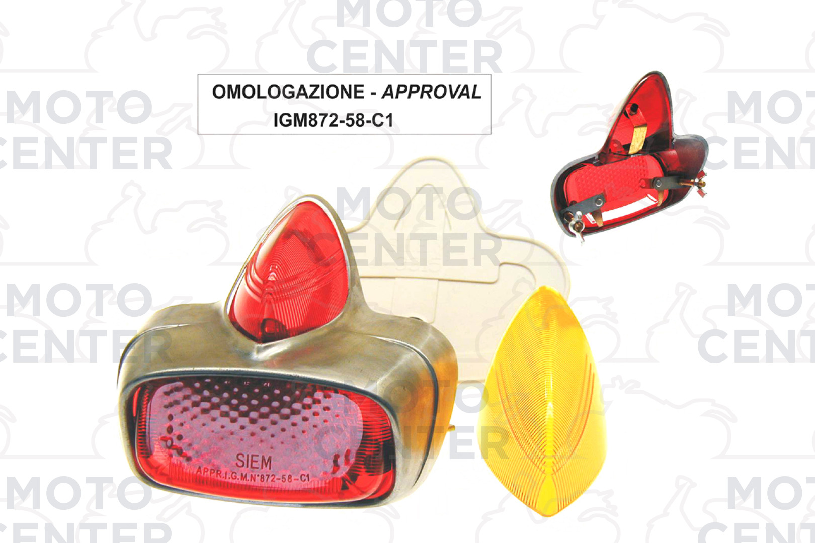 Aer Moto Parts Catalog Faro Posteriore Completo Di Guarnizione, Tetto Grigio Per Vespa GTR - TS - Sprint - Sprint Aer Moto Spare Parts