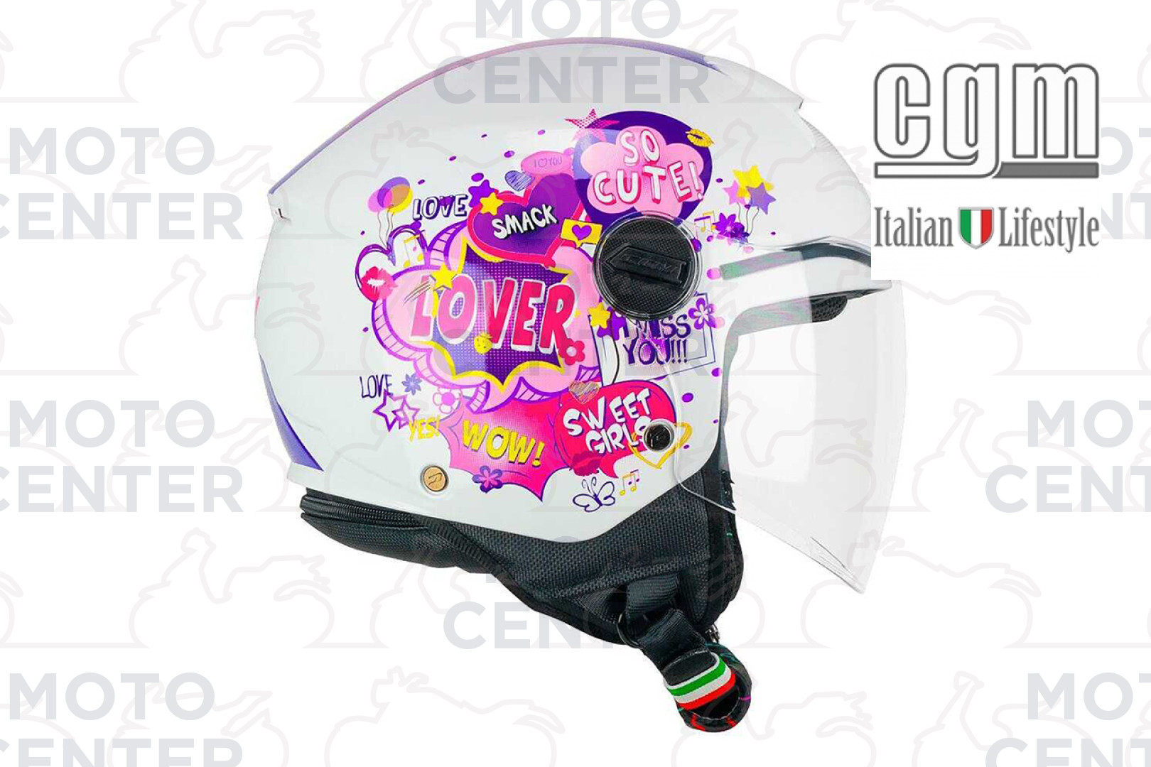 CASCO BAMBINO CGM 205S SPORT FUCSIA BIANCO VISIERA AVIATORE TAGLIA YL 53 54 Cm