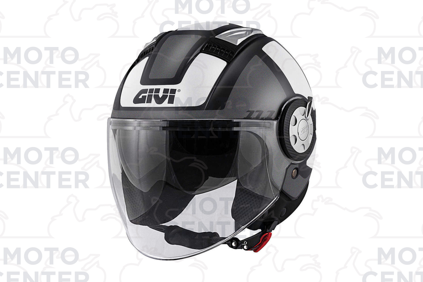 CASCO GIVI 11.1 AIR JET R ROUND NERO LUCIDO / BIANCO DOPPIA VISIERA TAGLIA  L (60 Cm.) | Motocenter.it | Ricambi Vespa e Moto